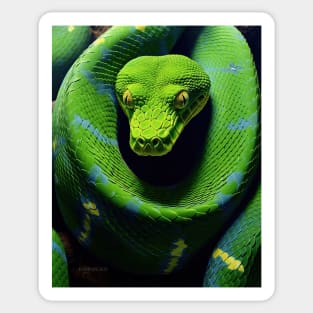 Vivid Realism: The Green Mamba in Oil Sticker